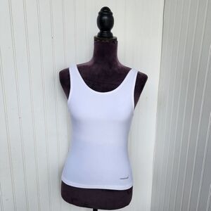 Reebok White‎ Tank Top Super Soft Streetch Soft Built In Bra Sz L